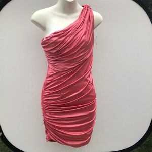 New Bebe Pink One Shoulder Dress XS